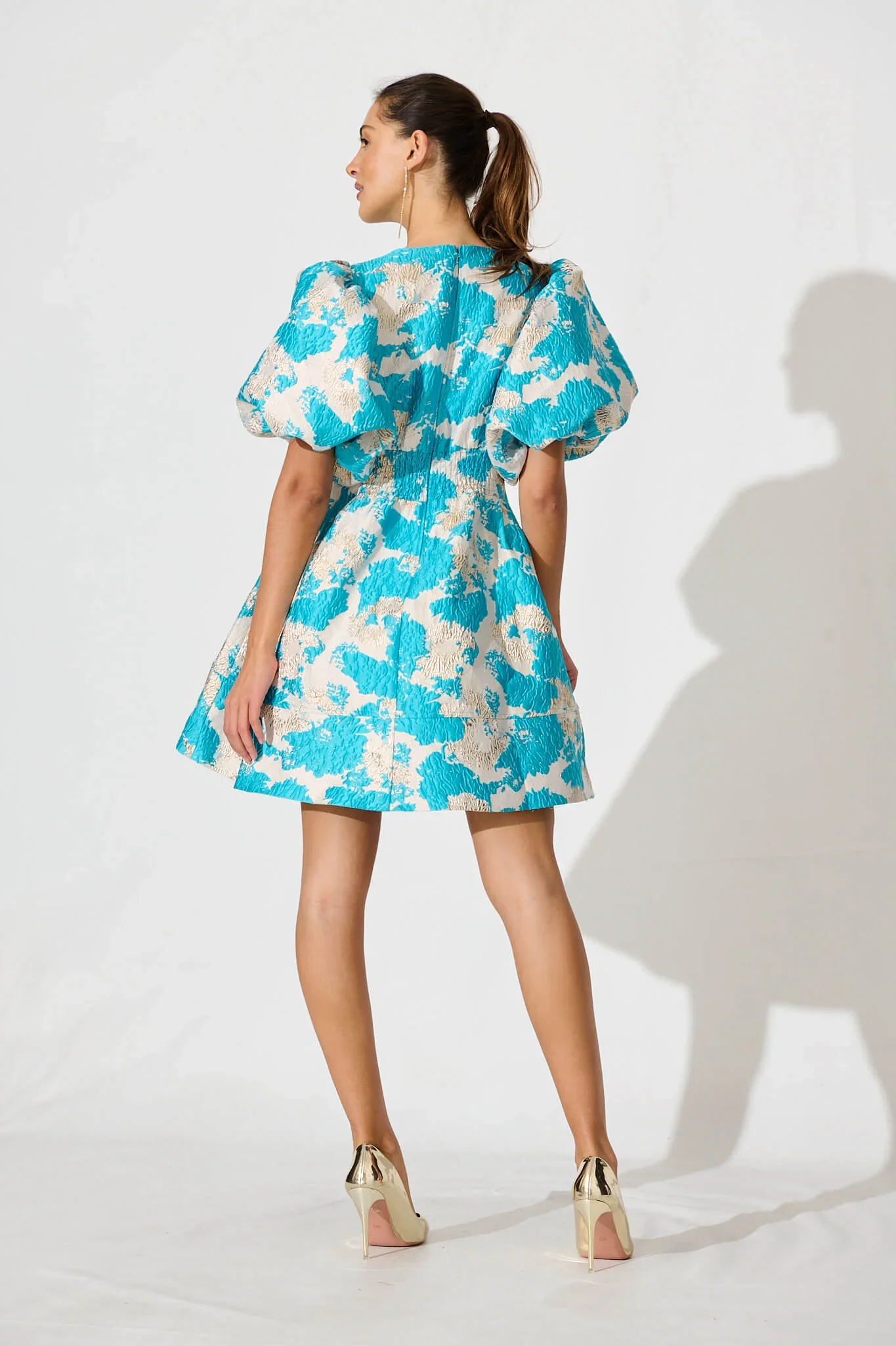 Paris Dream Dress – Gold Aqua Jacquard - 图片 4