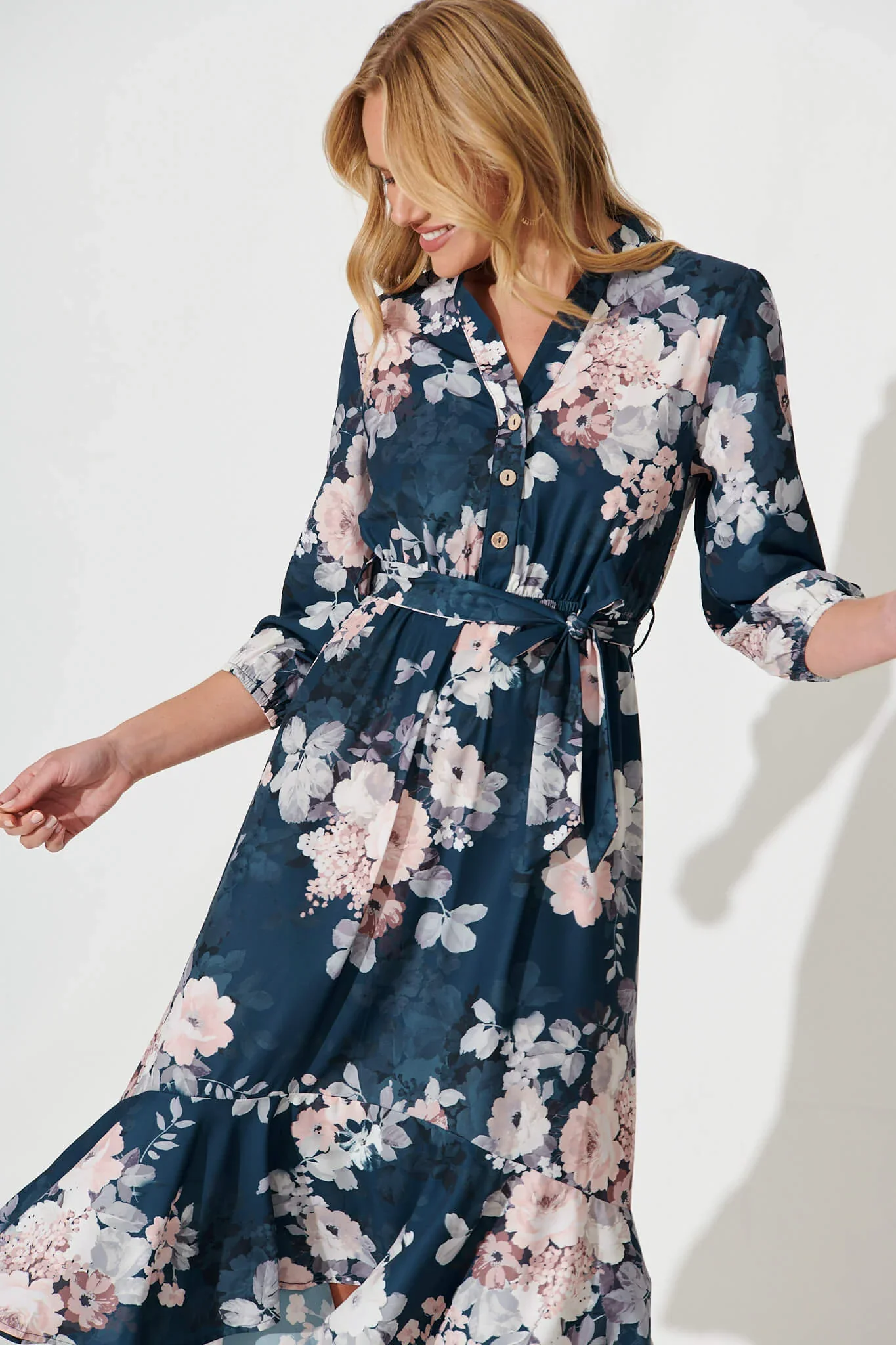 Jemimah Midi Teal Blush Floral - 图片 2