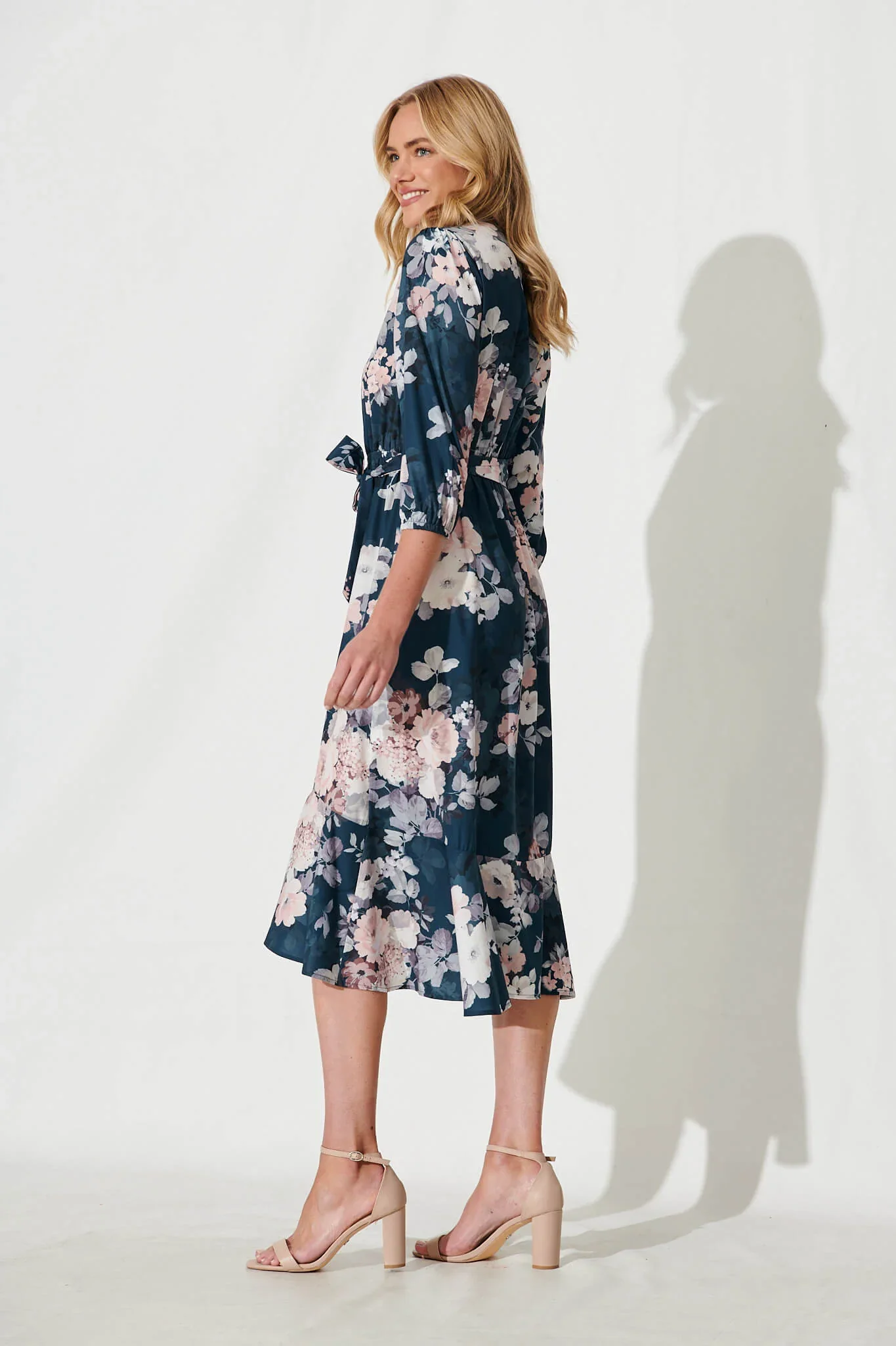 Jemimah Midi Teal Blush Floral - 图片 3