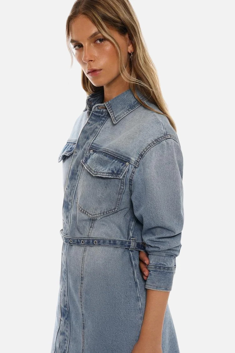 Short studded denim dress - 图片 3