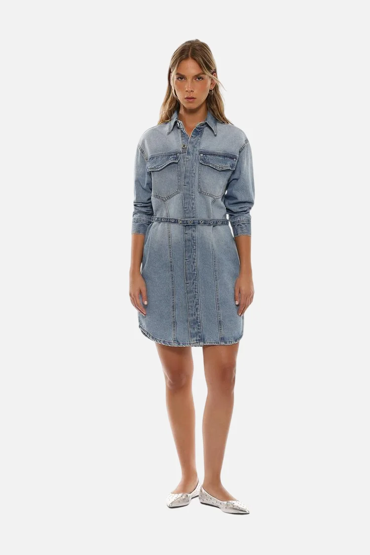 Short studded denim dress - 图片 2