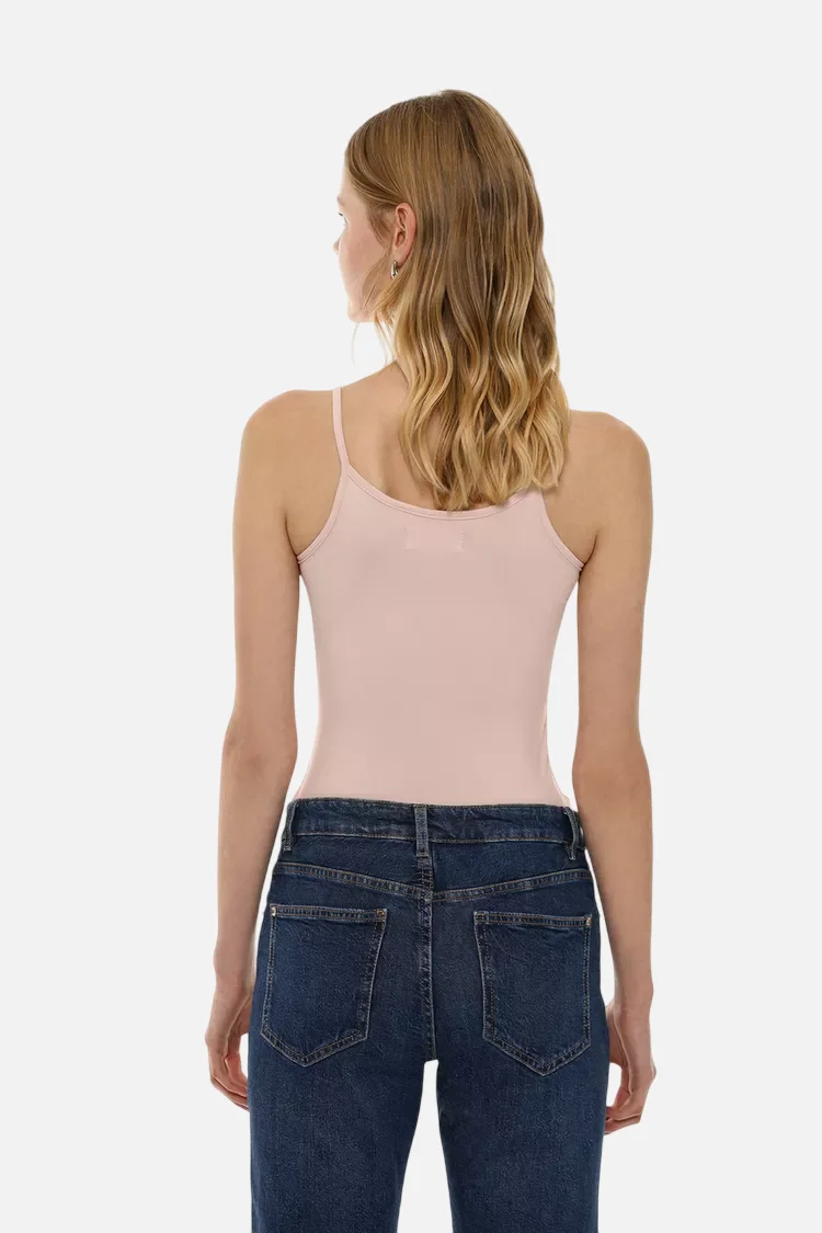 Stretch T-shirt with thin straps Pale Pink - 图片 4
