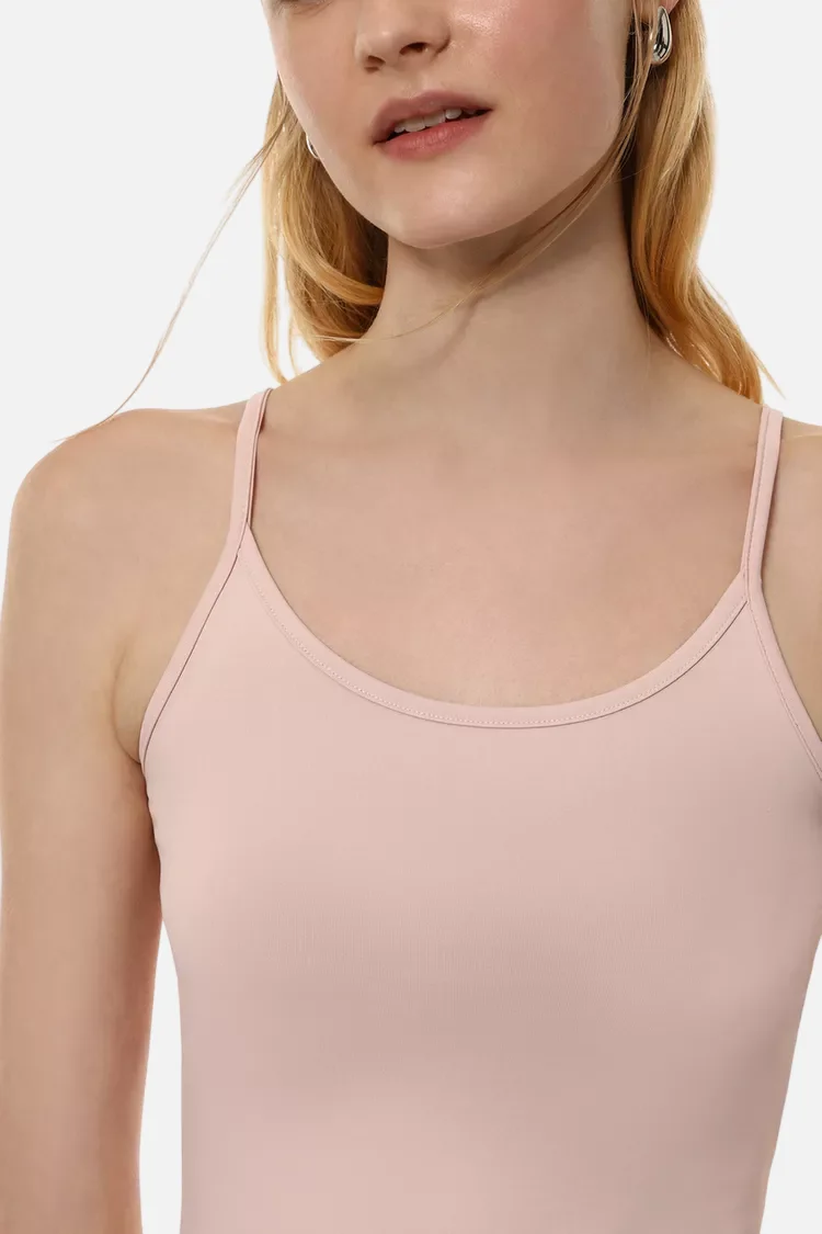 Stretch T-shirt with thin straps Pale Pink - 图片 3